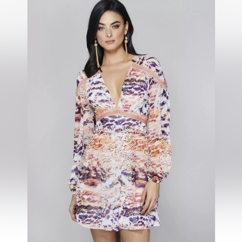 Marciano Leopard Lace Trim Techno Dress Small